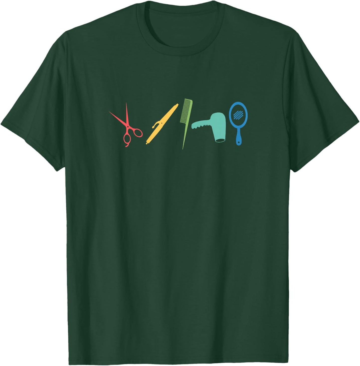 Retro Friseur Werkzeuge | Schönheitssalon | Friseur T-Shirt - T-Shirt | Forest