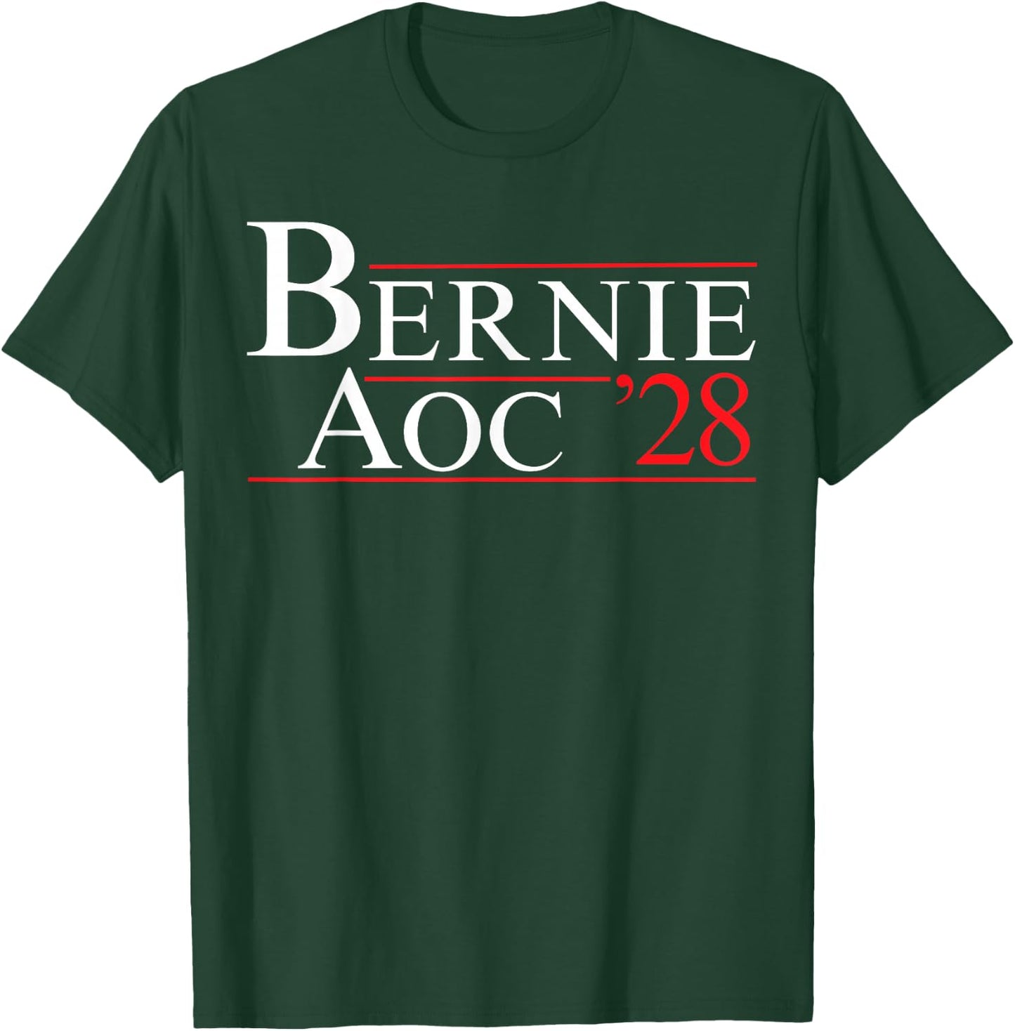 Bernie AOC 2028 Bernie Sanders Alexandria Cortez President T-Shirt - T-Shirt | Forest