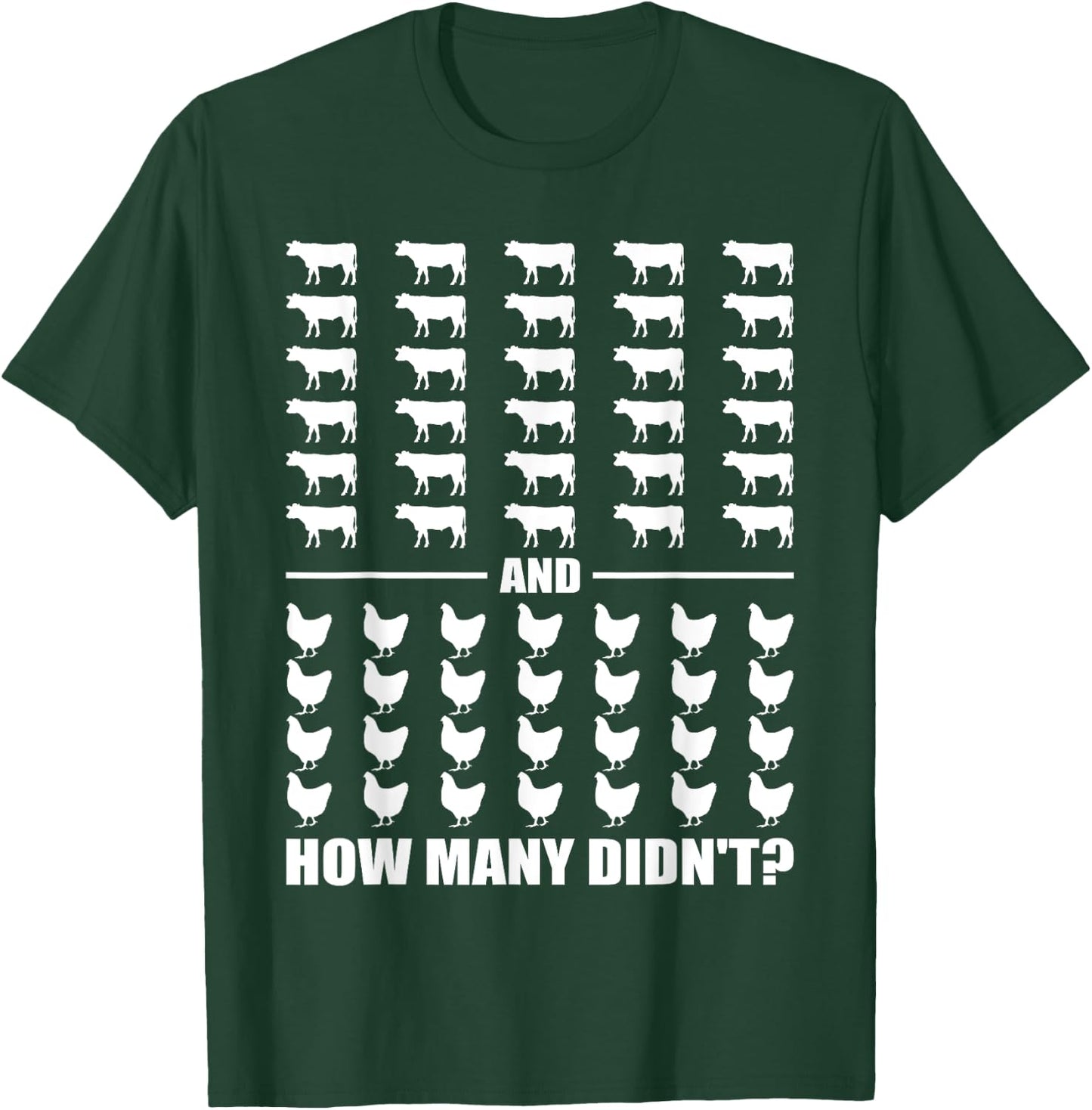 30 Cows and 28 Chickens How Many Didn't Funny Riddle Meme T-Shirt - T-Shirt | Forest