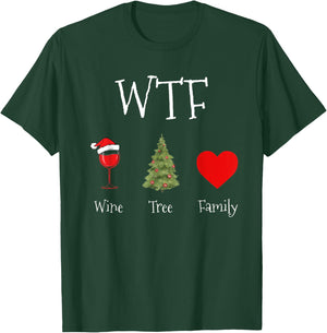 Funny WTF Wine Tree Family Christmas Day Humor T-Shirt - T-Shirt | Forest