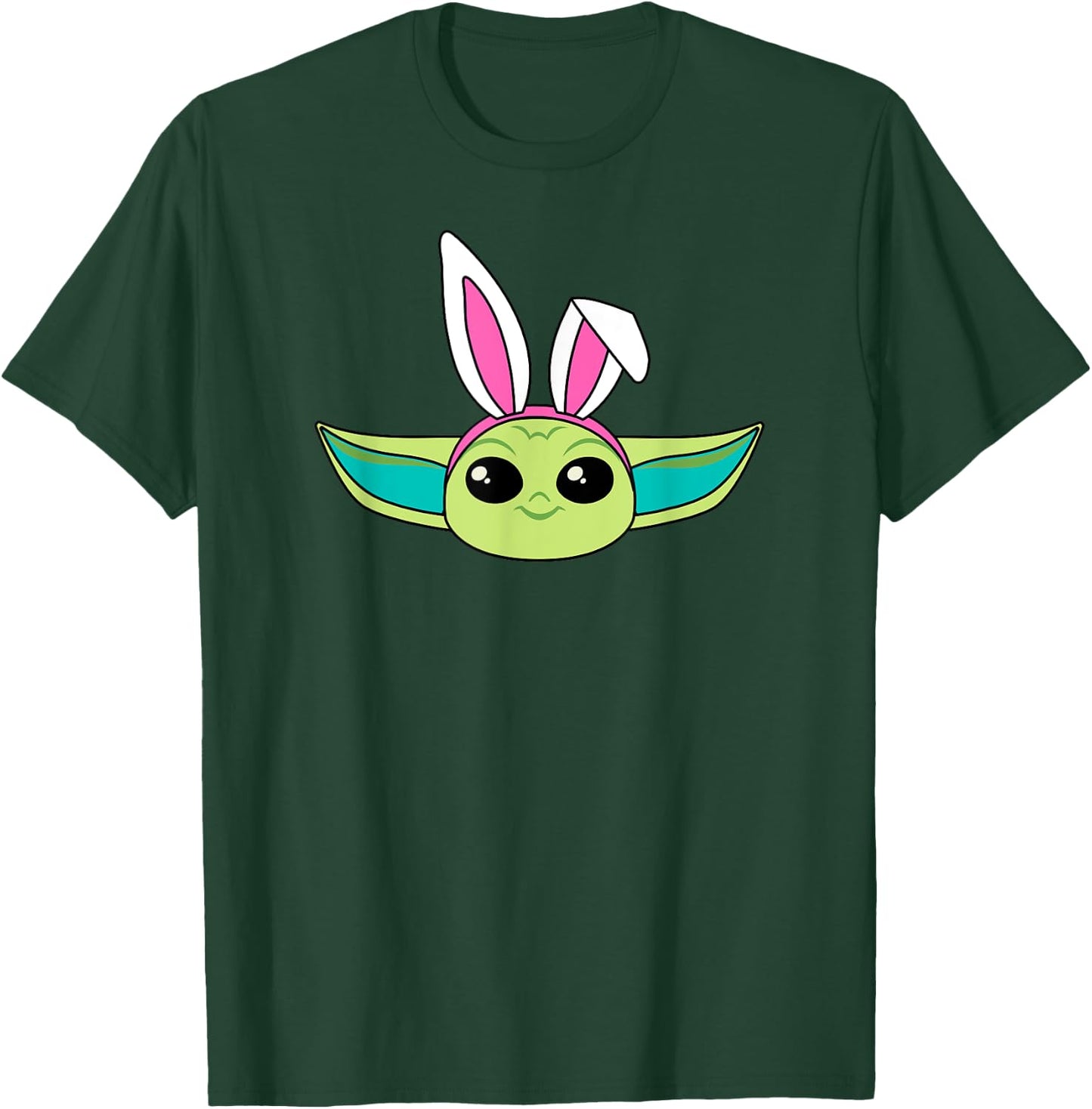 Amazon Essentials The Mandalorian Grogu Spring Easter Bunny Ears T-Shirt - T-Shirt | Forest
