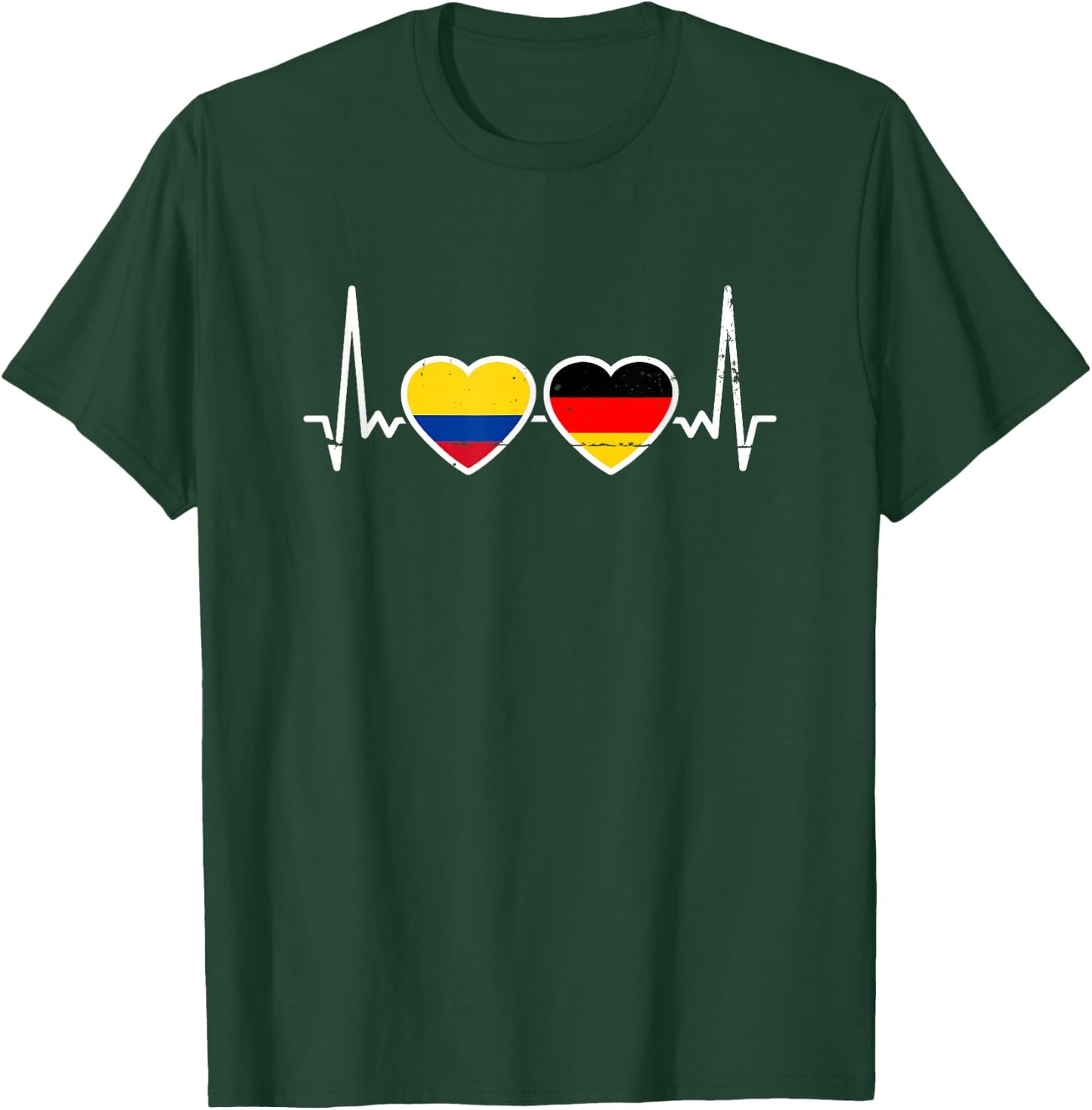 Kolumbien Deutschland Herzschlag Flagge Deutsch Kolumbianer T-Shirt - T-Shirt | Forest