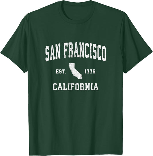 San Francisco SF California CA Vintage Sports Design T-Shirt - T-Shirt | Forest