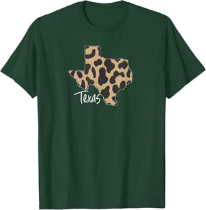 Home State of Texas Leopard Print Design T-Shirt - T-Shirt | Forest