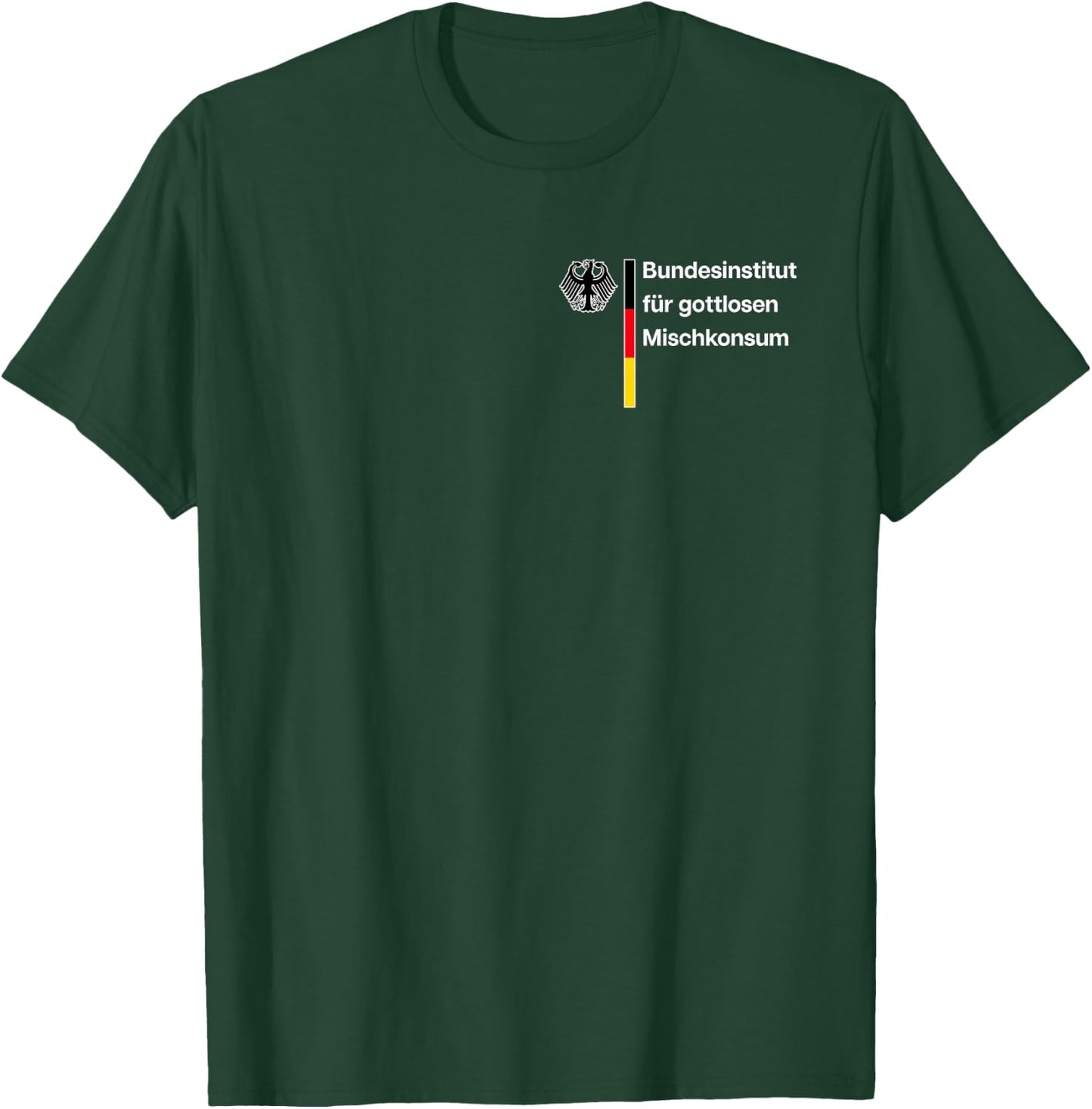 BUNDESINSTITUT FÜR GOTTLOSEN MISCHKONSUM - Gottloser Ironie Schwarz S Bier- Klassisch geschnitten Crew-Kragen Kurzarm -Erwachsene Klein T-Shirt - T-Shirt | Forest