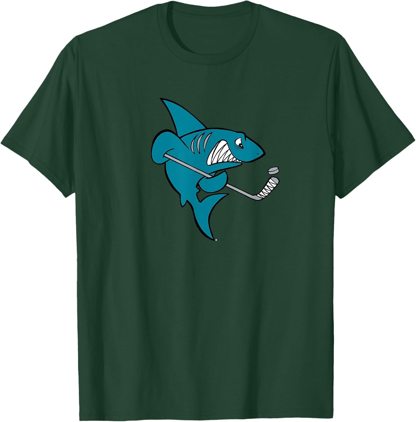 Cartoon Shark Ice Hockey Player T-Shirt - T-Shirt | Forest