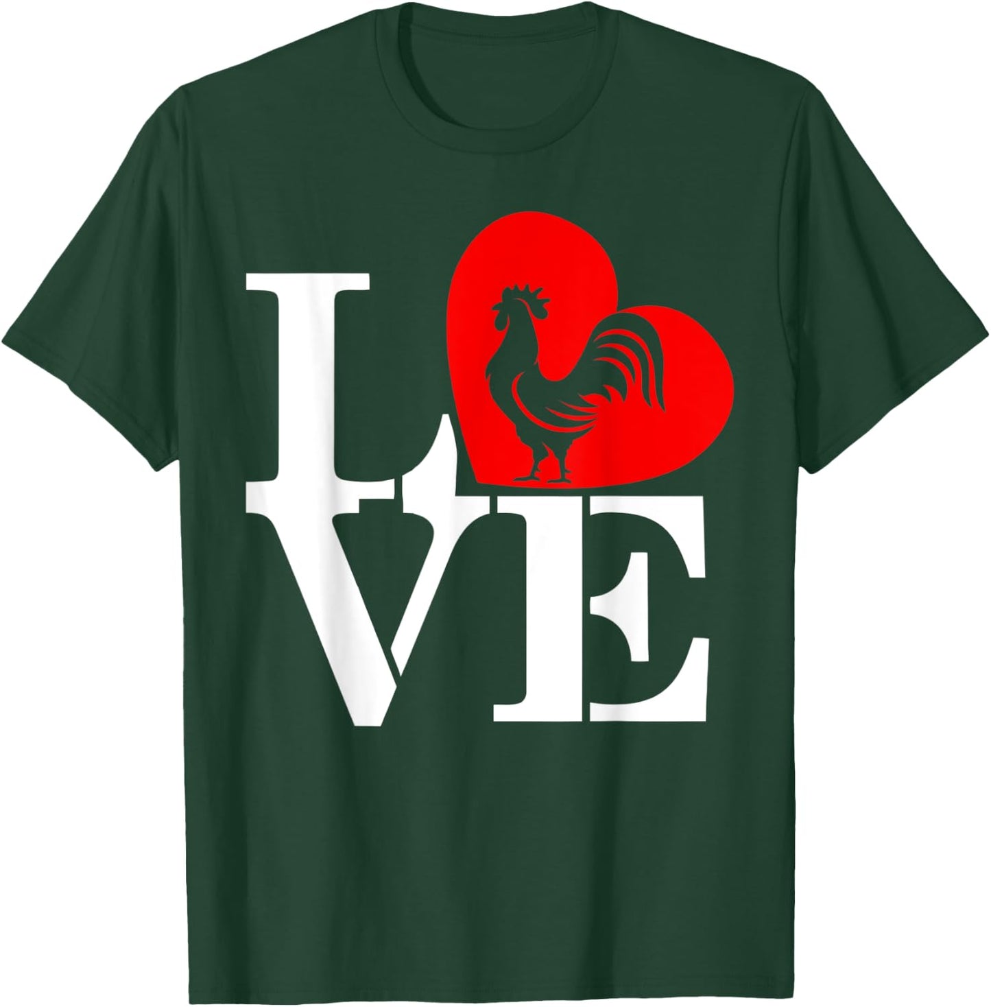 Love Heart Cock Rooster Lover I Love Roosters T-Shirt - T-Shirt | Forest