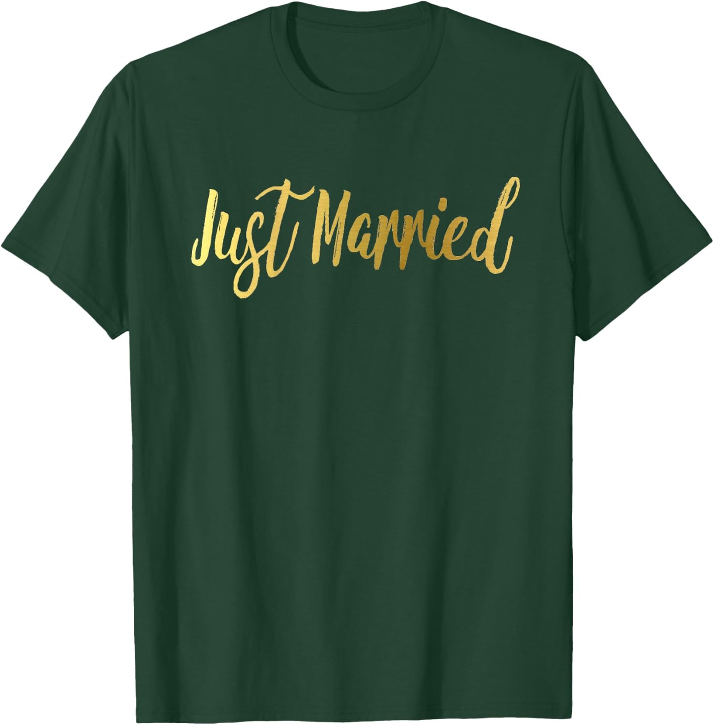 Just Married Shirt Matching Gold Wedding Bride Groom T-Shirt - T-Shirt | Forest