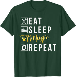 Magician Costume Eat Sleep Magic Repeat Magician T-Shirt - T-Shirt | Forest