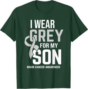 I Wear Grey For Son Brain Cancer Awareness Brain Tumor T-Shirt - T-Shirt | Forest