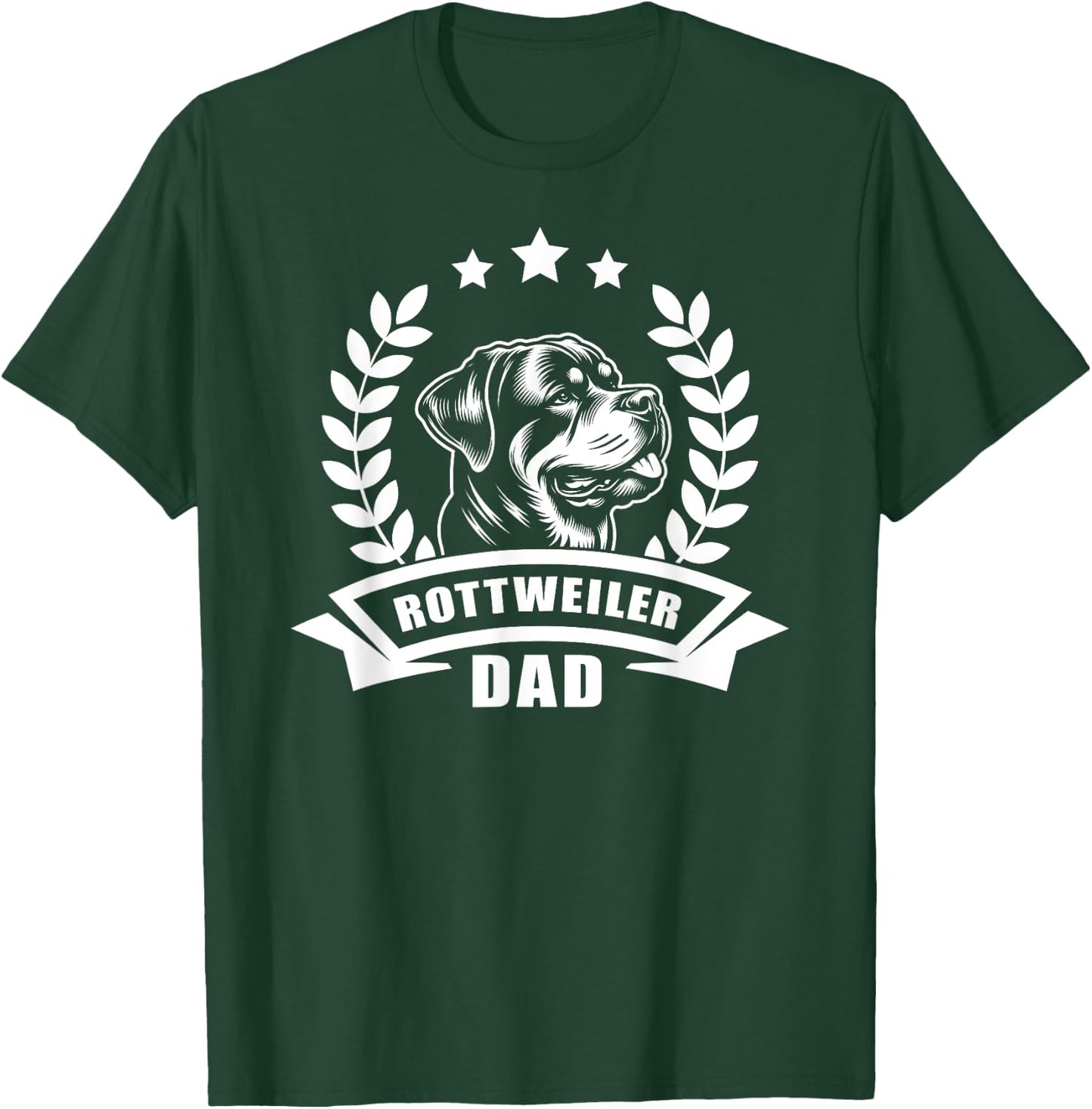 Rottweiler Dad - With Banner and Ear Wreath T-Shirt - T-Shirt | Forest