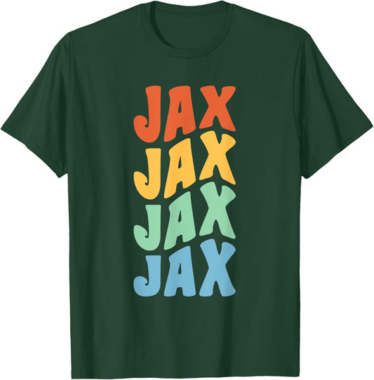 Jax First Name Retro Groovy Personalized T-Shirt - T-Shirt | Forest