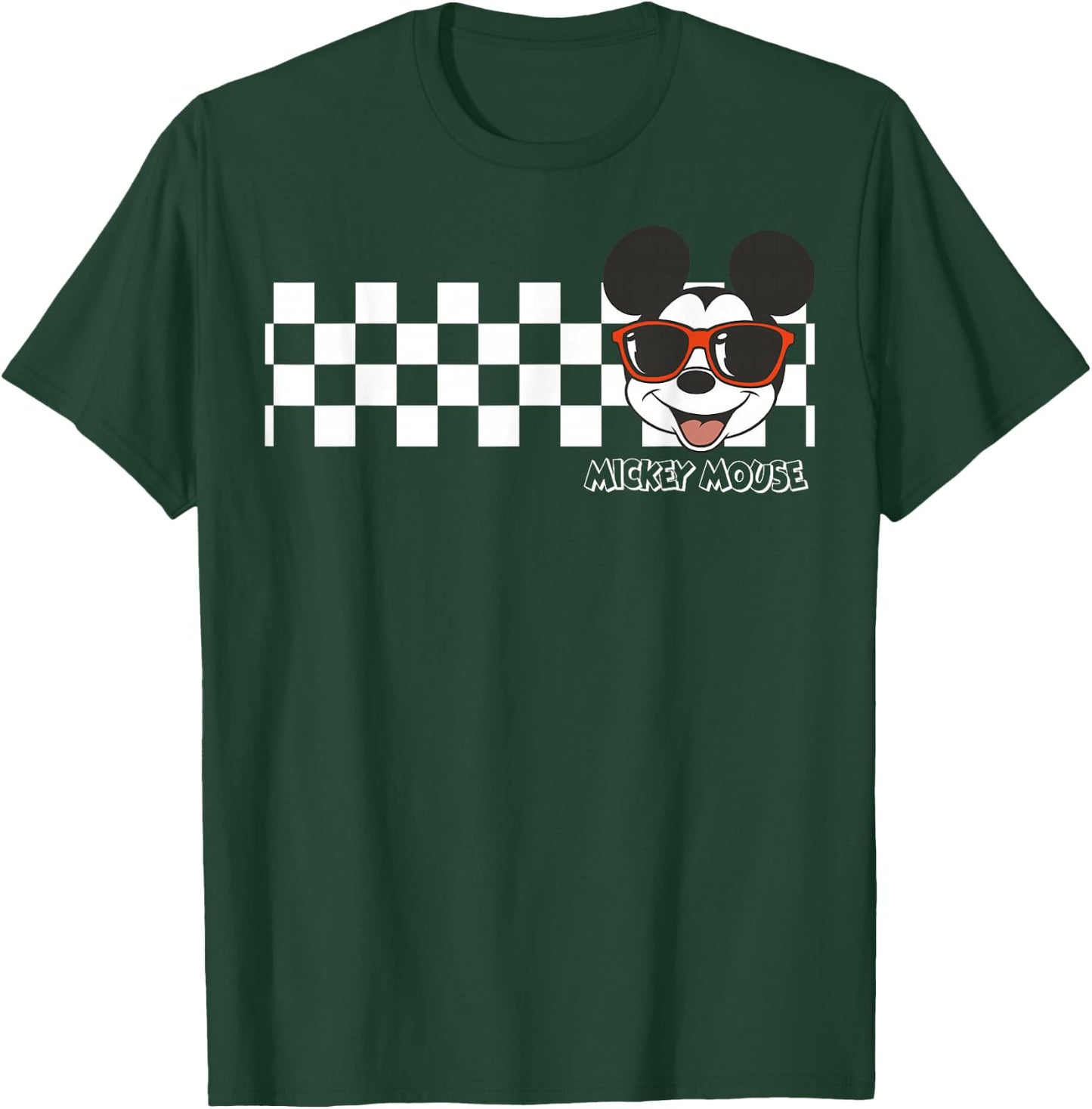 Disney Mickey and Friends Mickey Mouse Checkerboard Stripe T-Shirt - T-Shirt | Forest