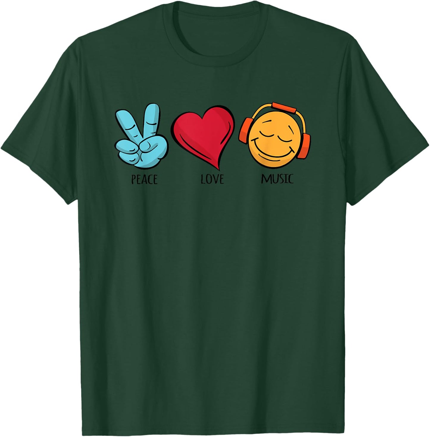 Classic Peace Love Music , black T-Shirt - T-Shirt | Forest