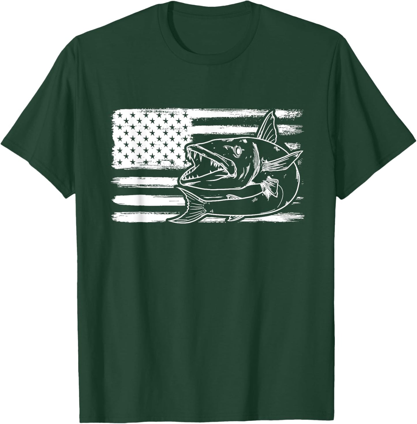Distressed Barracuda Commersons sea pike Barra fishing T-Shirt - T-Shirt | Forest