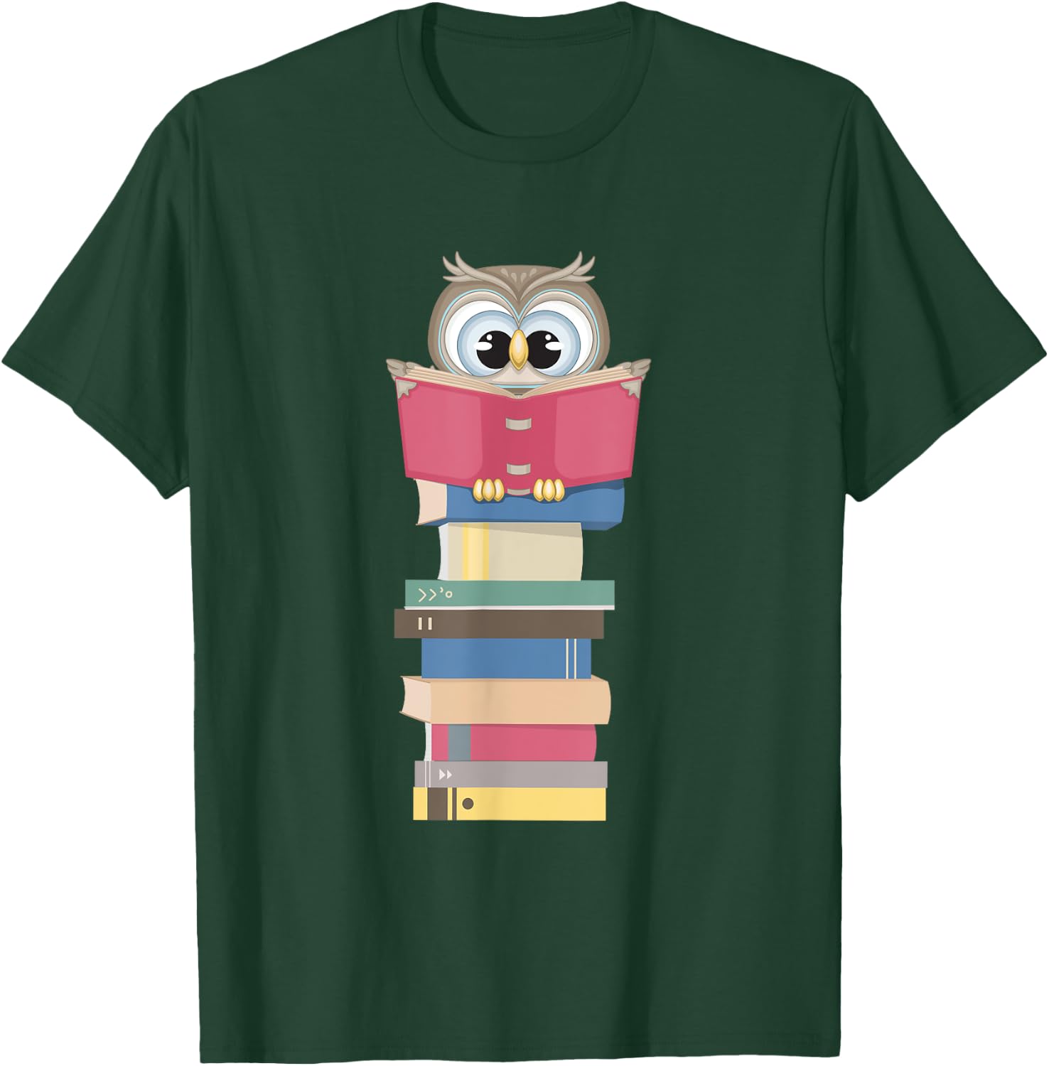 Kawaii Owl Reads Book - Reading Bookworm Library Book Lover T-Shirt - T-Shirt | Forest
