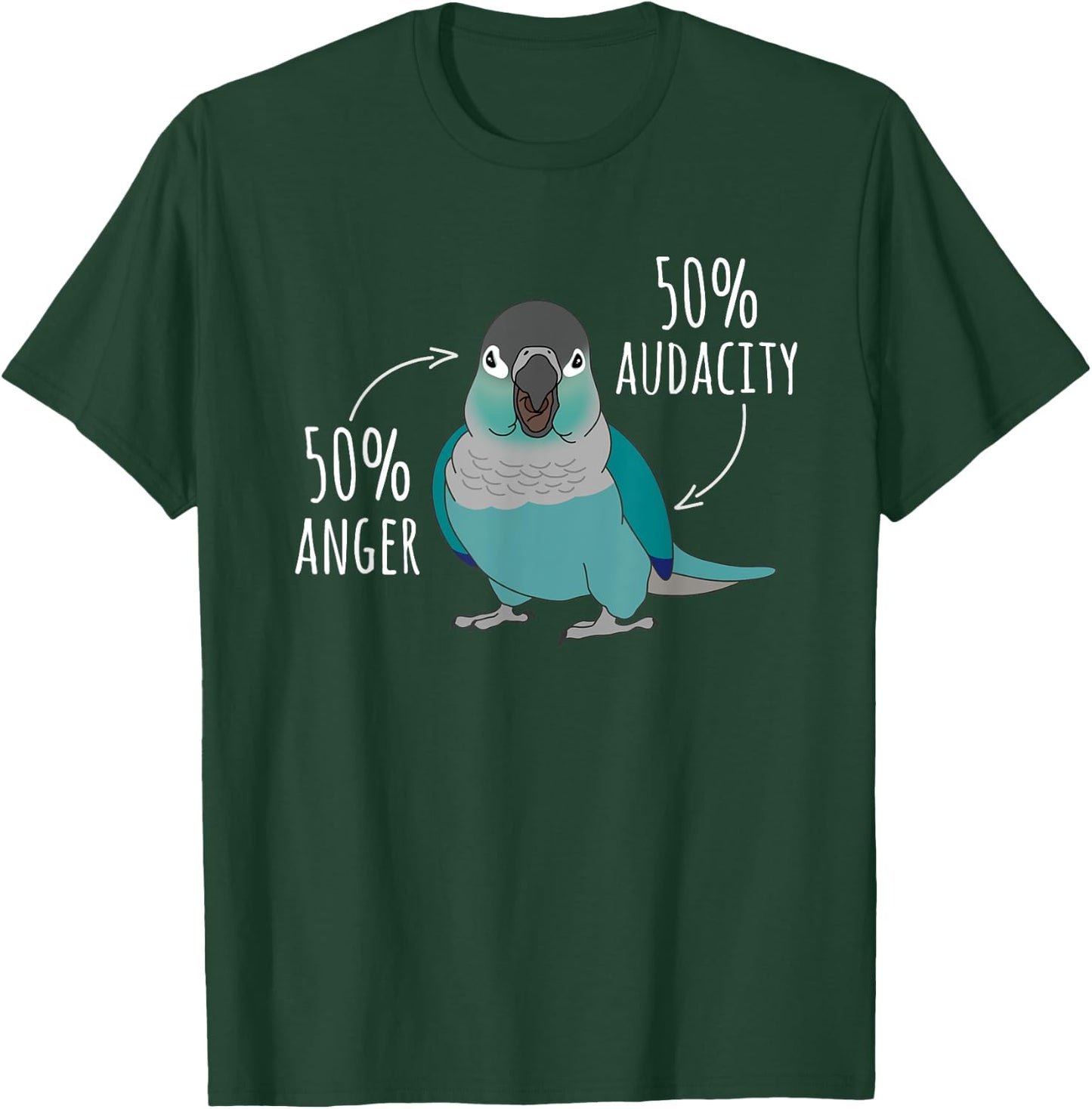 50% anger 50% audacity Turquoise Conure Anatomy Birb Memes T-Shirt - T-Shirt | Forest