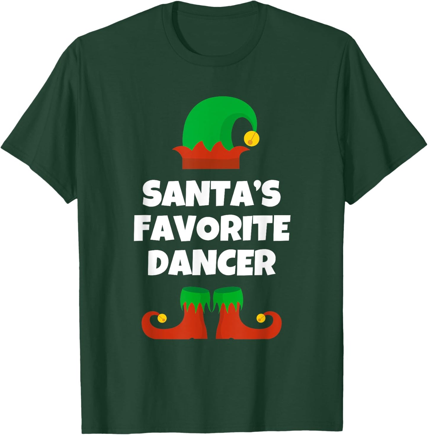 Santas Favorite Dancer Hat Christmas Funny Pj Dancing Dance T-Shirt - T-Shirt | Forest