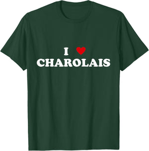 I Heart Breed Cattle Farmer - Cow I Love Charolais T-Shirt - T-Shirt | Forest