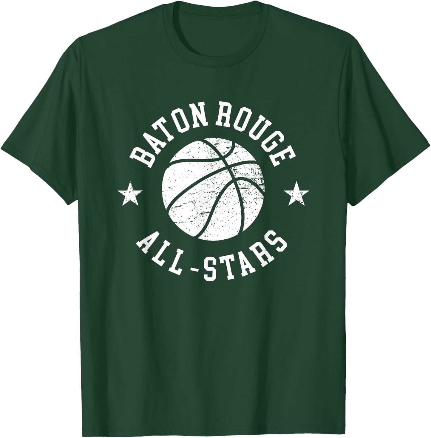 Baton Rouge Vintage All-Stars Retro 80s Basketball T-Shirt - T-Shirt | Forest