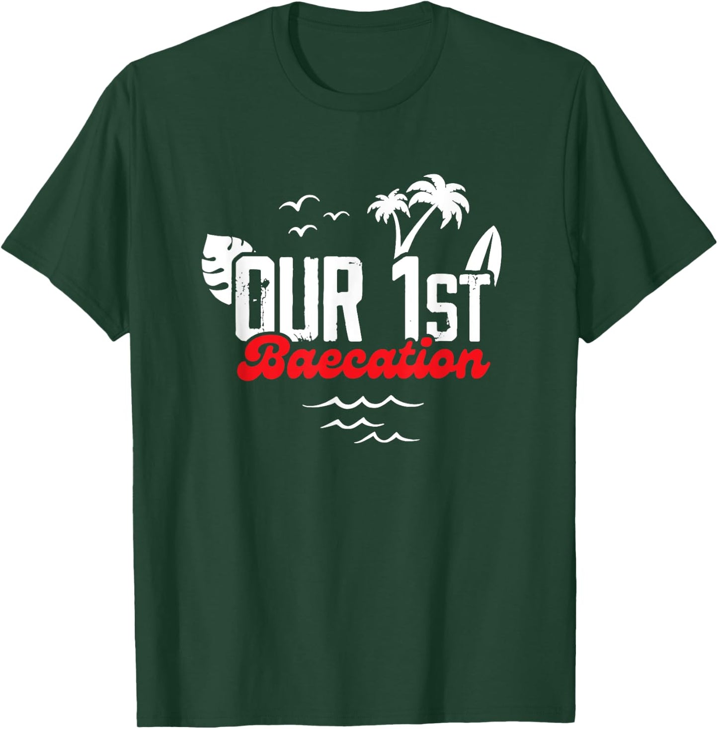 Baecation Shirts For Couples 2023 Matching Clothes -Adults Black Small Classic Fit Crew Collar Tropical Short Sleeve Our First Baecation Matching Couple Cruise Vacation T-Shirt - T-Shirt | Forest