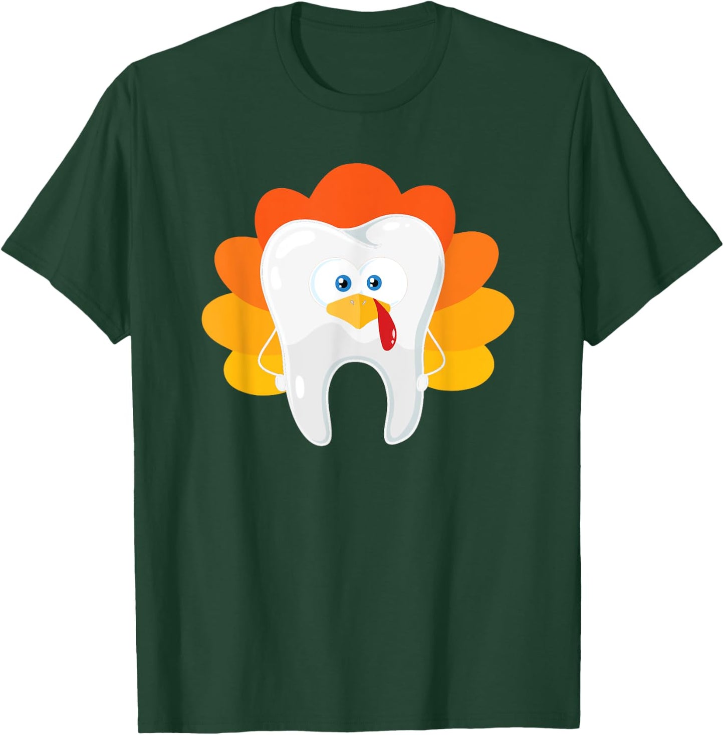 Thanksgiving Tooth Dental Hygiene Dentist T-Shirt - T-Shirt | Forest