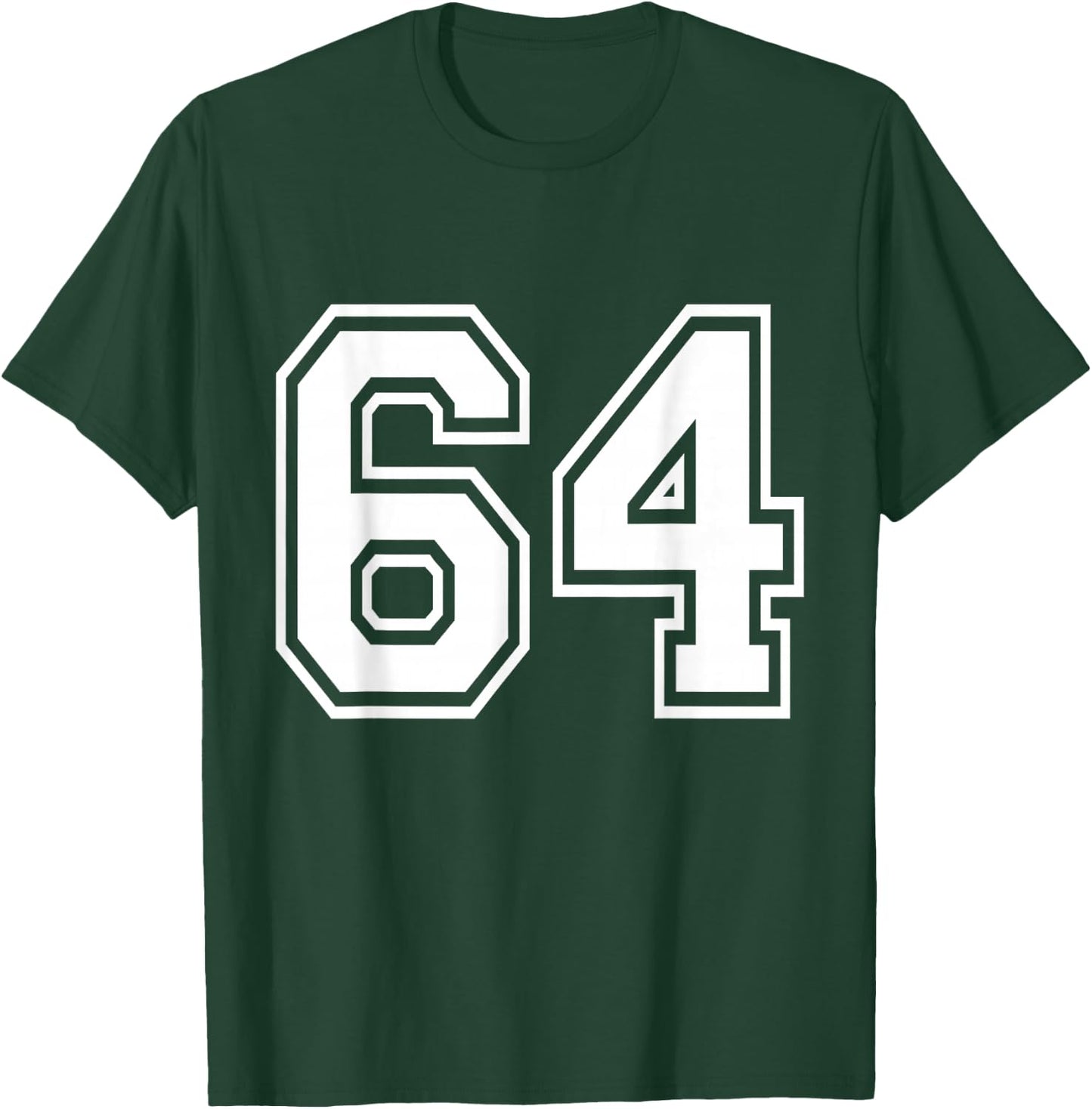 Number 64 Front + Back Varsity Sports Team 64th Birthday T-Shirt - T-Shirt | Forest
