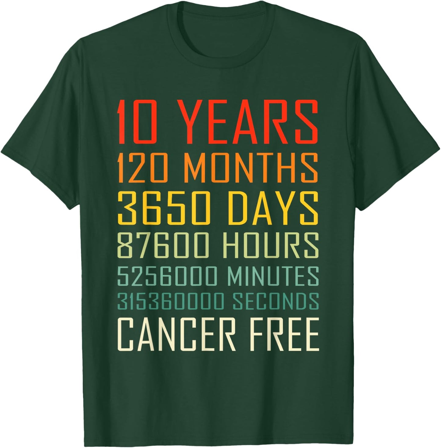 Vintage Cancer Awareness Vintage 10 Years Cancer Free T-Shirt - T-Shirt | Forest