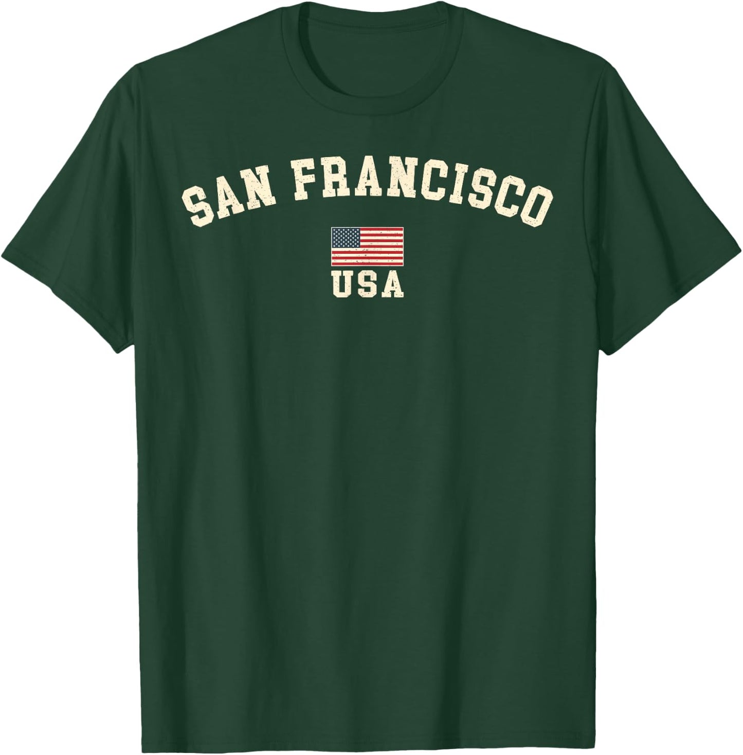 Vintage San Francisco USA American Flag Souvenir Retro T-Shirt - T-Shirt | Forest