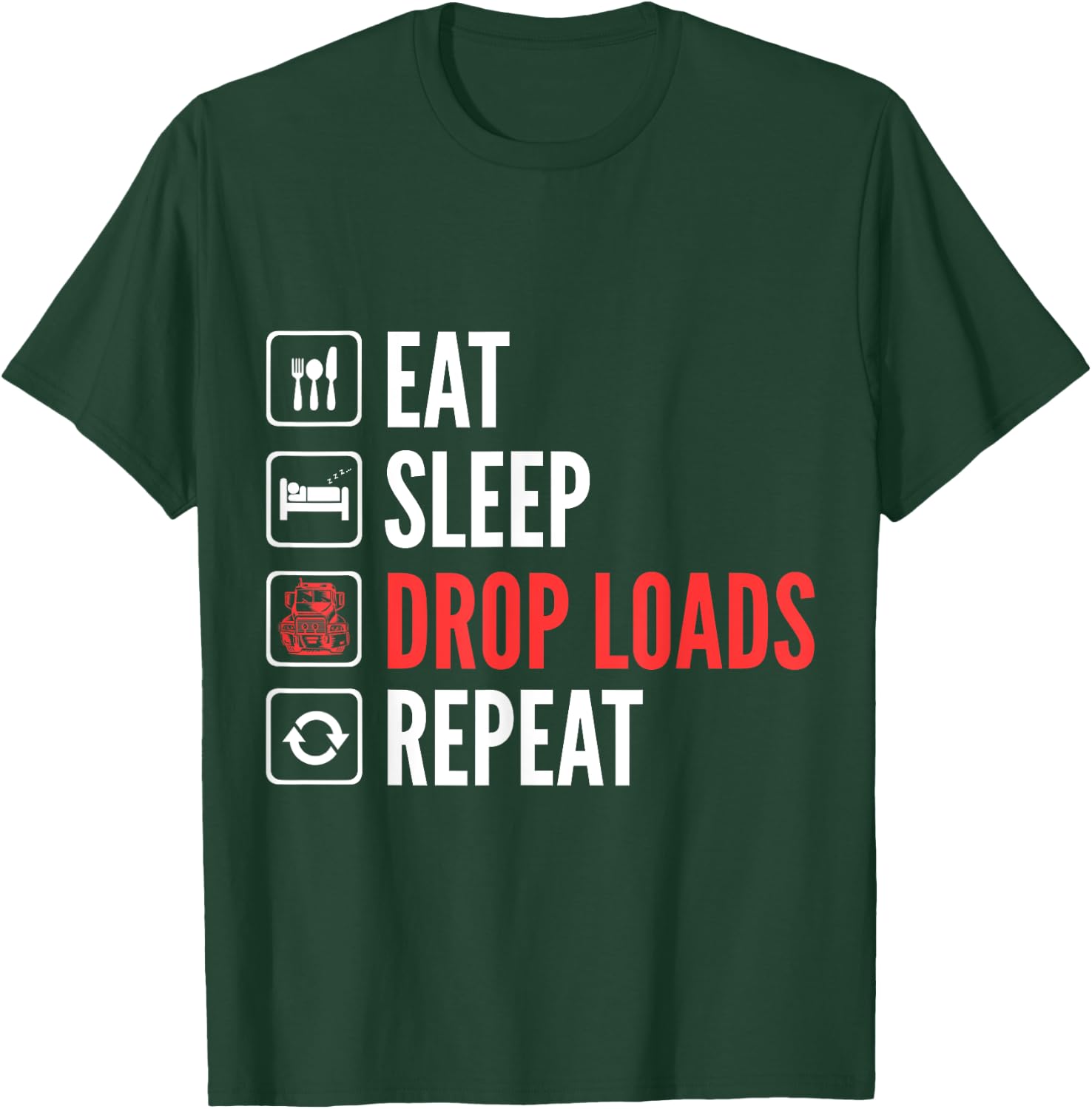 Eat Sleep Drop Loads Repeat Trucker T-Shirt - T-Shirt | Forest