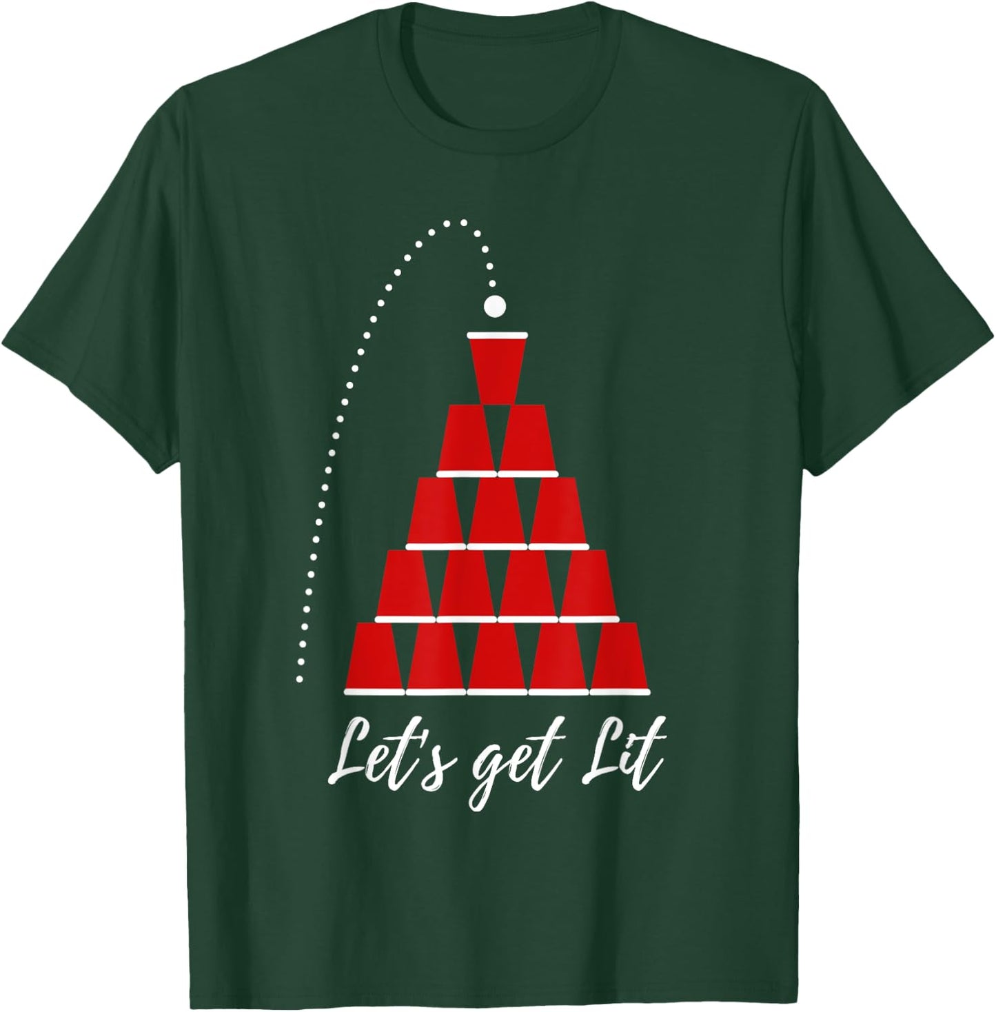 Let's Get Lit Beer Pong Christmas Xmas Shirt T-Shirt - T-Shirt | Forest
