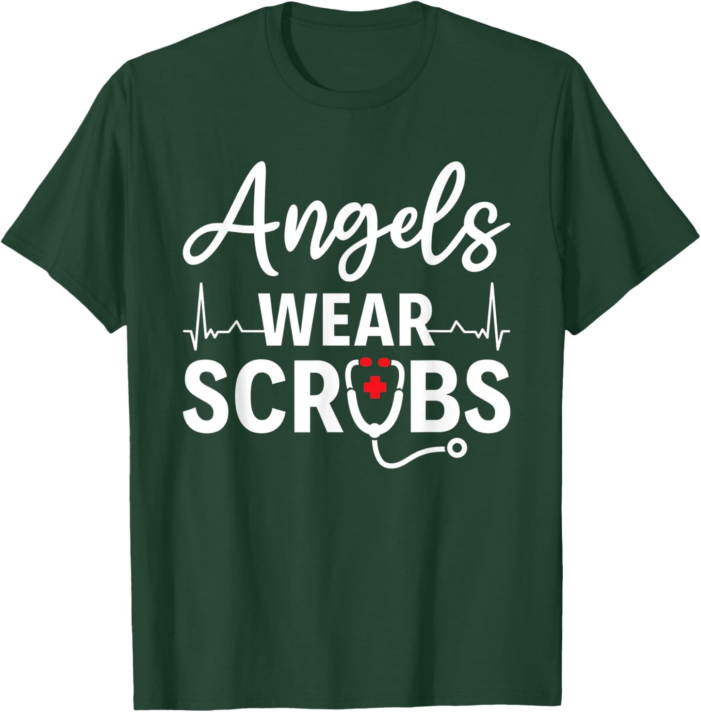 Angels Wear Scrubs Homecare Nurse T-Shirt - T-Shirt | Forest