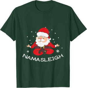 Nama-sleigh Namasleigh Funny Santa Yoga Christmas Lotus Pose T-Shirt - T-Shirt | Forest
