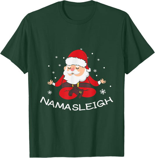 Nama-sleigh Namasleigh Funny Santa Yoga Christmas Lotus Pose T-Shirt - T-Shirt | Forest
