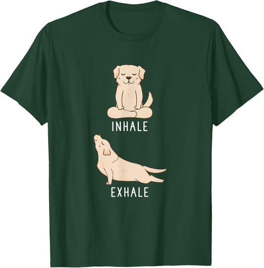 Inhale Exhale Labrador Retriever Funny Yellow Lab Dog Yoga Women Kids T-Shirt - T-Shirt | Forest