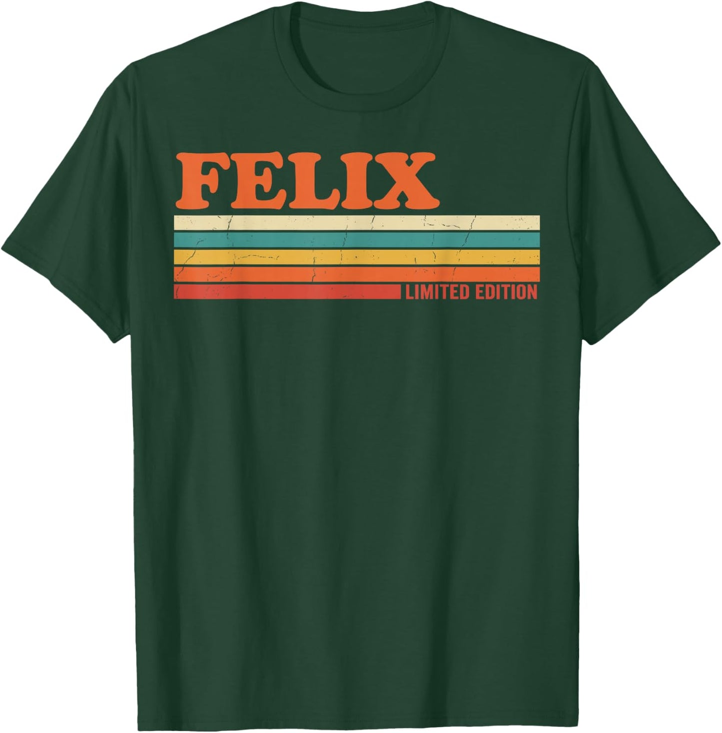 Felix Retro Personalized First Name Vintage Stripes T-Shirt - T-Shirt | Forest