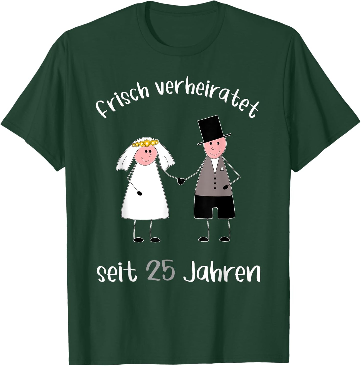 Frisch verheiratet seit 25 Jahren Silberhochzeit T-Shirt - T-Shirt | Forest