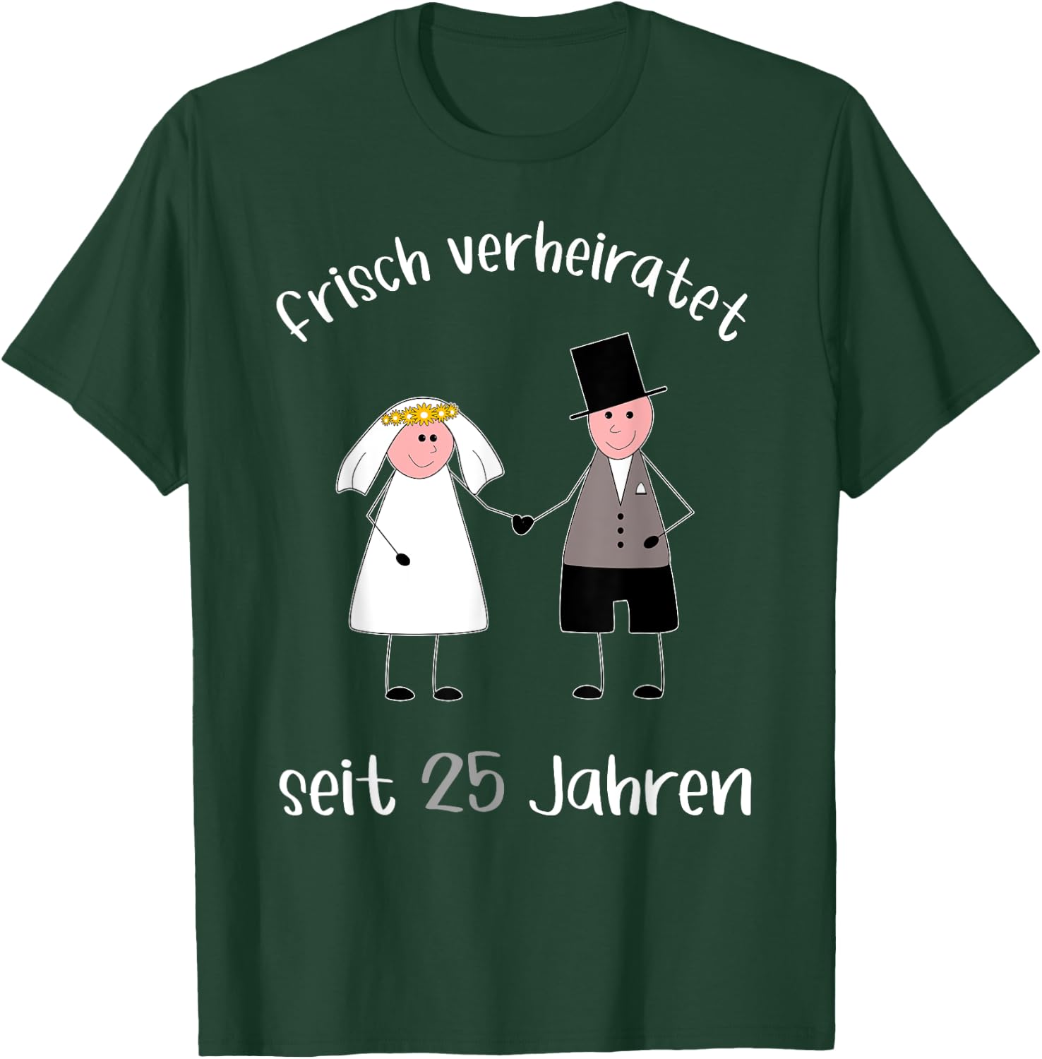 Frisch verheiratet seit 25 Jahren Silberhochzeit T-Shirt - T-Shirt | Forest