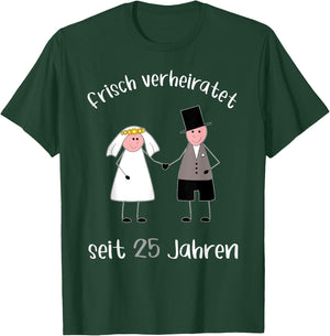 Frisch verheiratet seit 25 Jahren Silberhochzeit T-Shirt - T-Shirt | Forest