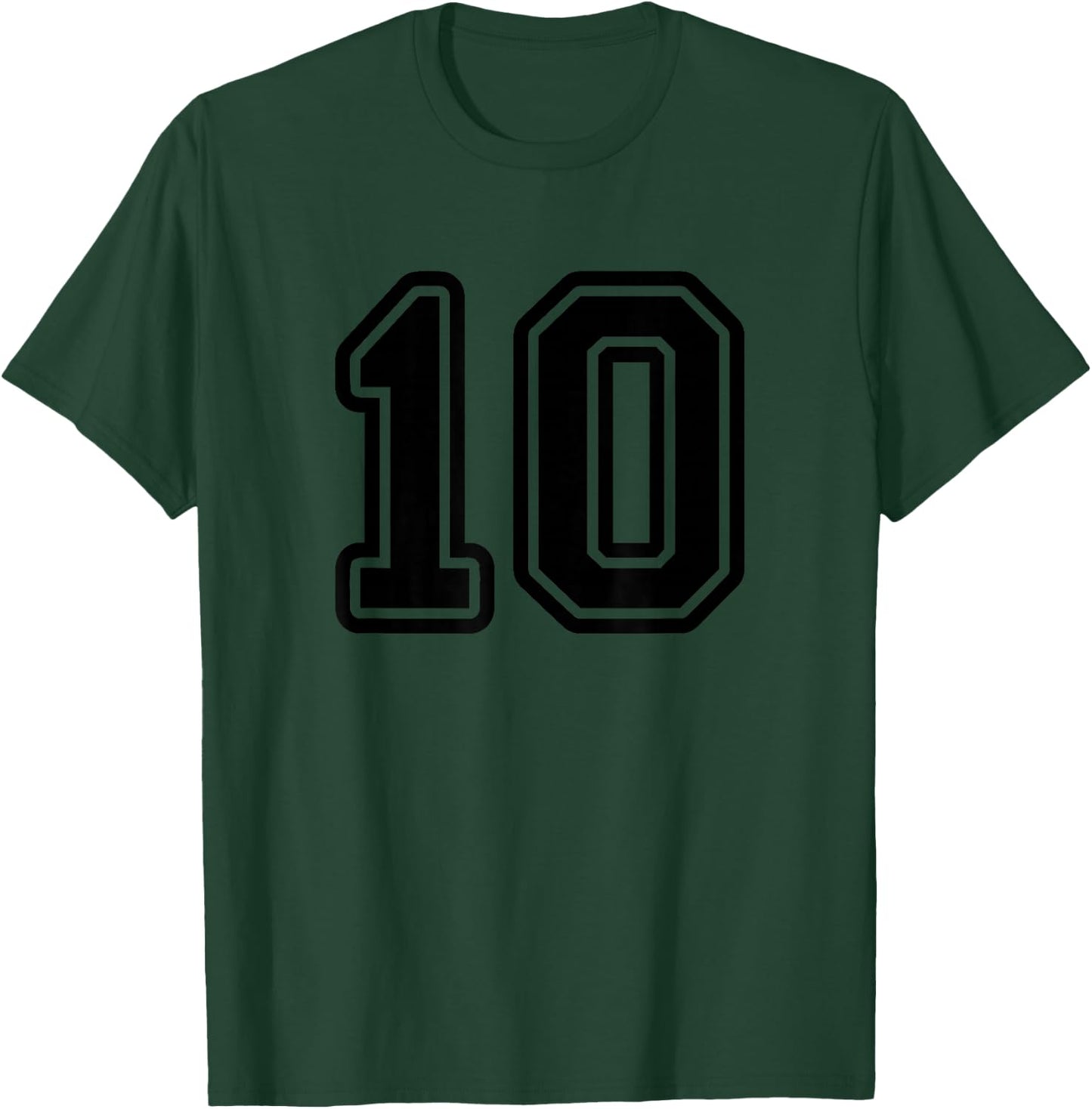 Number #10 Black Sport Varsity Number 10 T-Shirt - T-Shirt | Forest