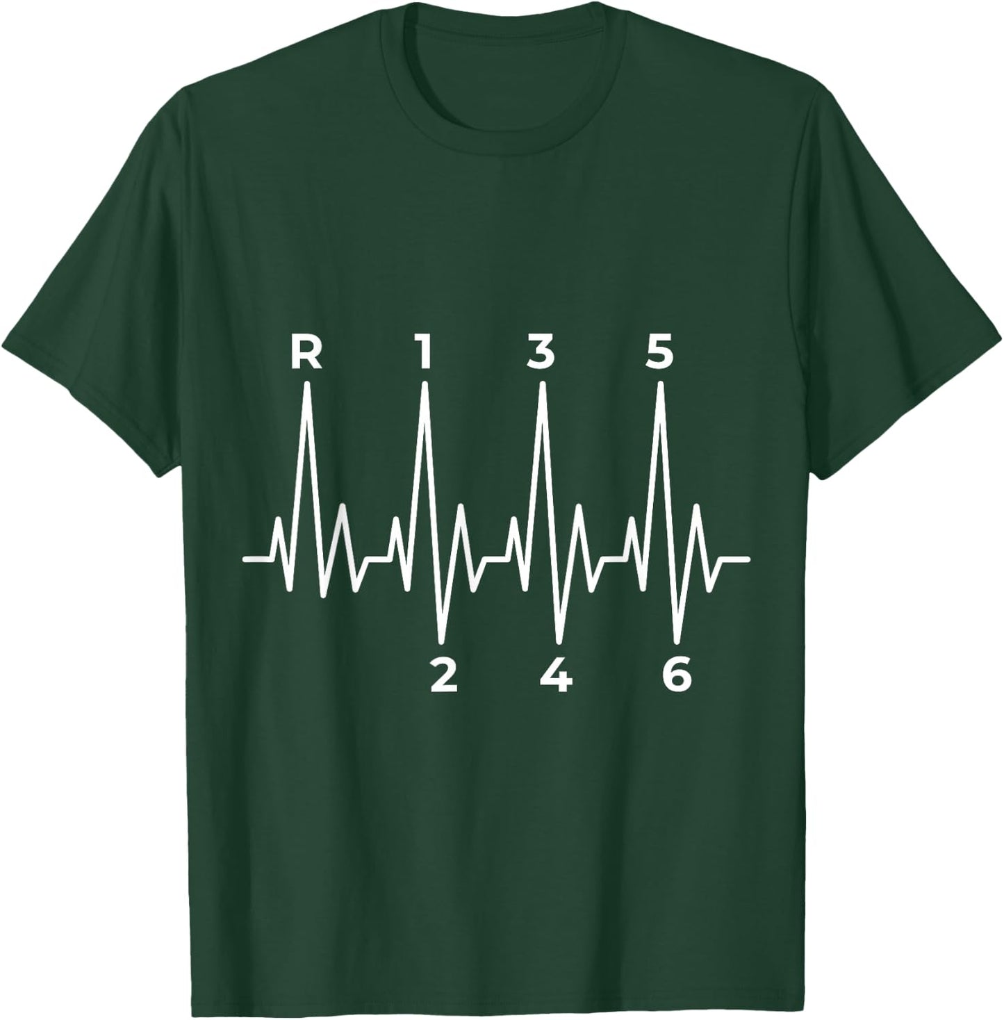 6 Speed Heart Line Gear Shift Knob T-Shirt - T-Shirt | Forest
