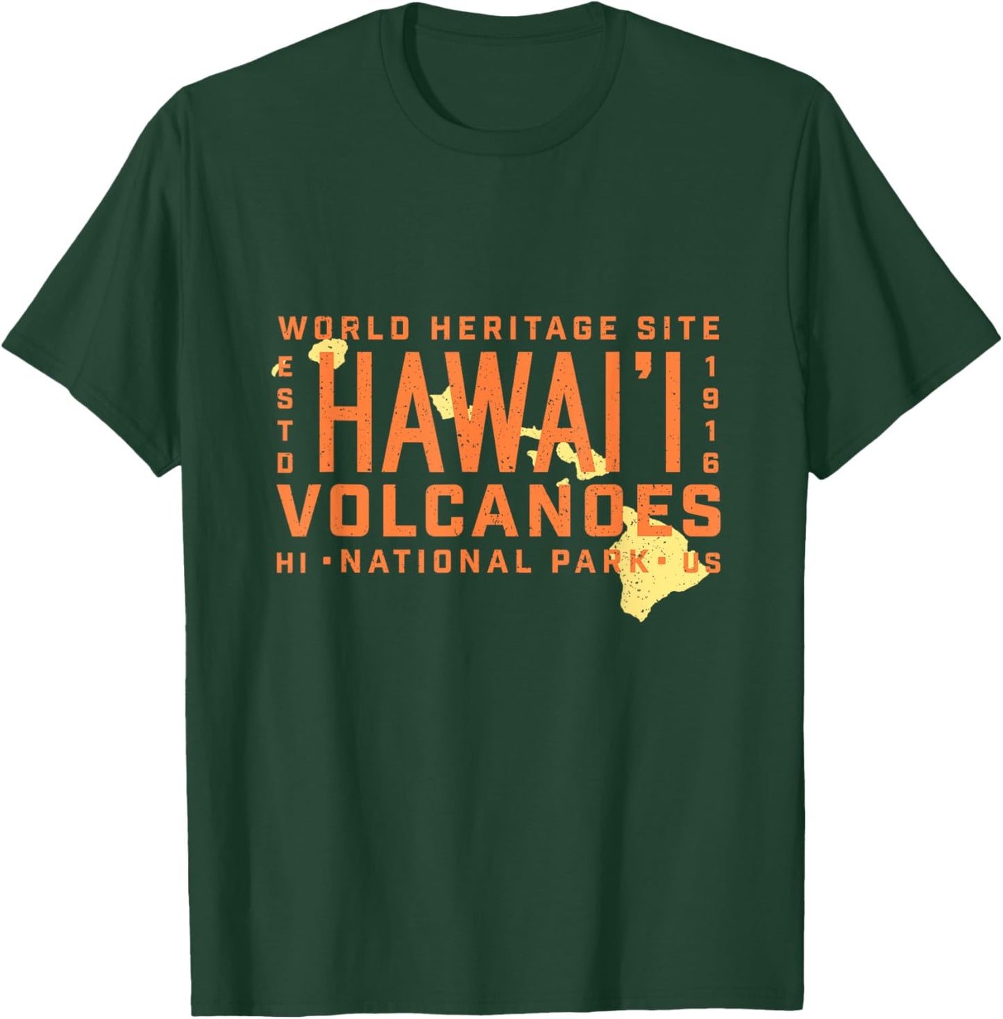 Hawaii Islands Travel Map Hawaii Volcanoes National Park T-Shirt - T-Shirt | Forest