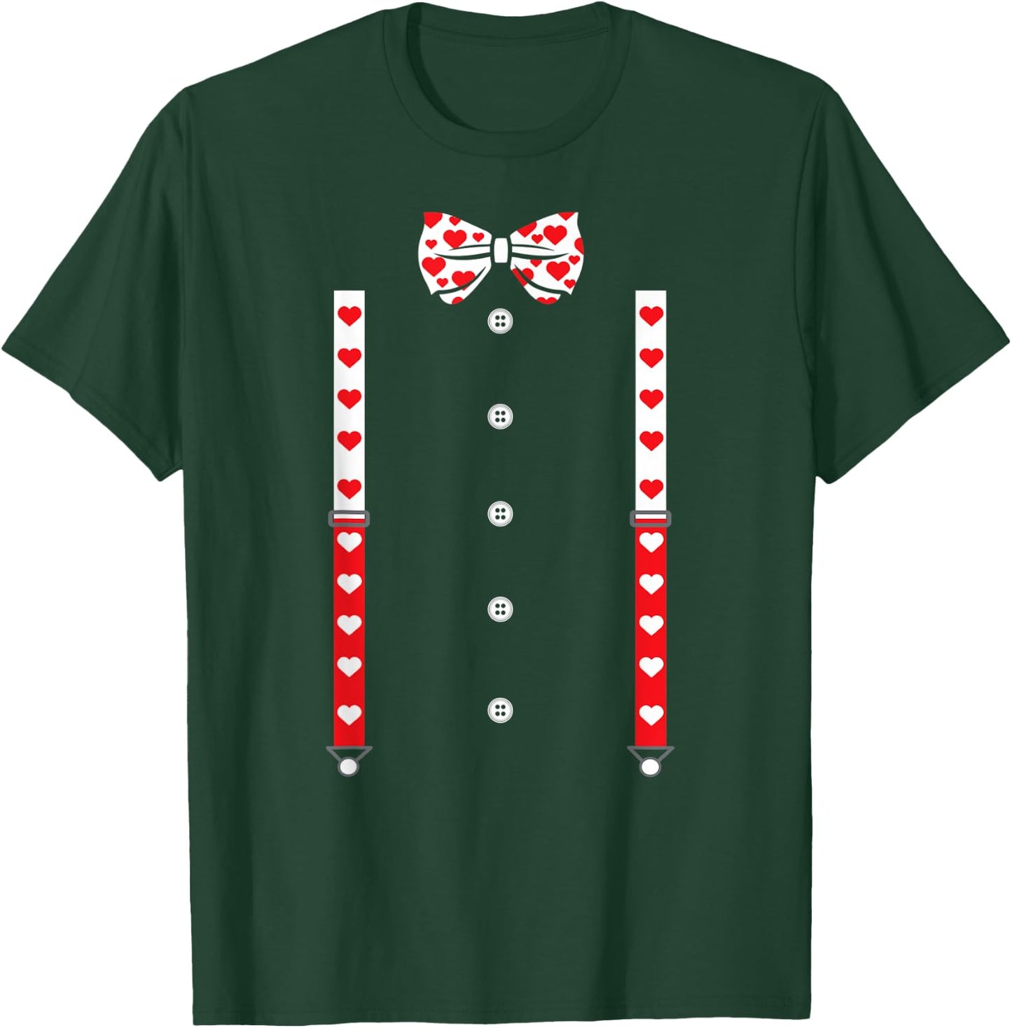 Heart Bow Tie and Braces Cupid Valentine's Day Costume , black T-Shirt - T-Shirt | Forest