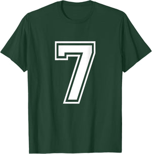 Number 7 Shirt Sports Player Number Back of Shirt T-Shirt - T-Shirt | Forest
