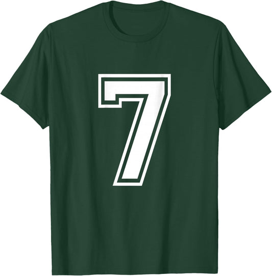 Number 7 Shirt Sports Player Number Back of Shirt T-Shirt - T-Shirt | Forest