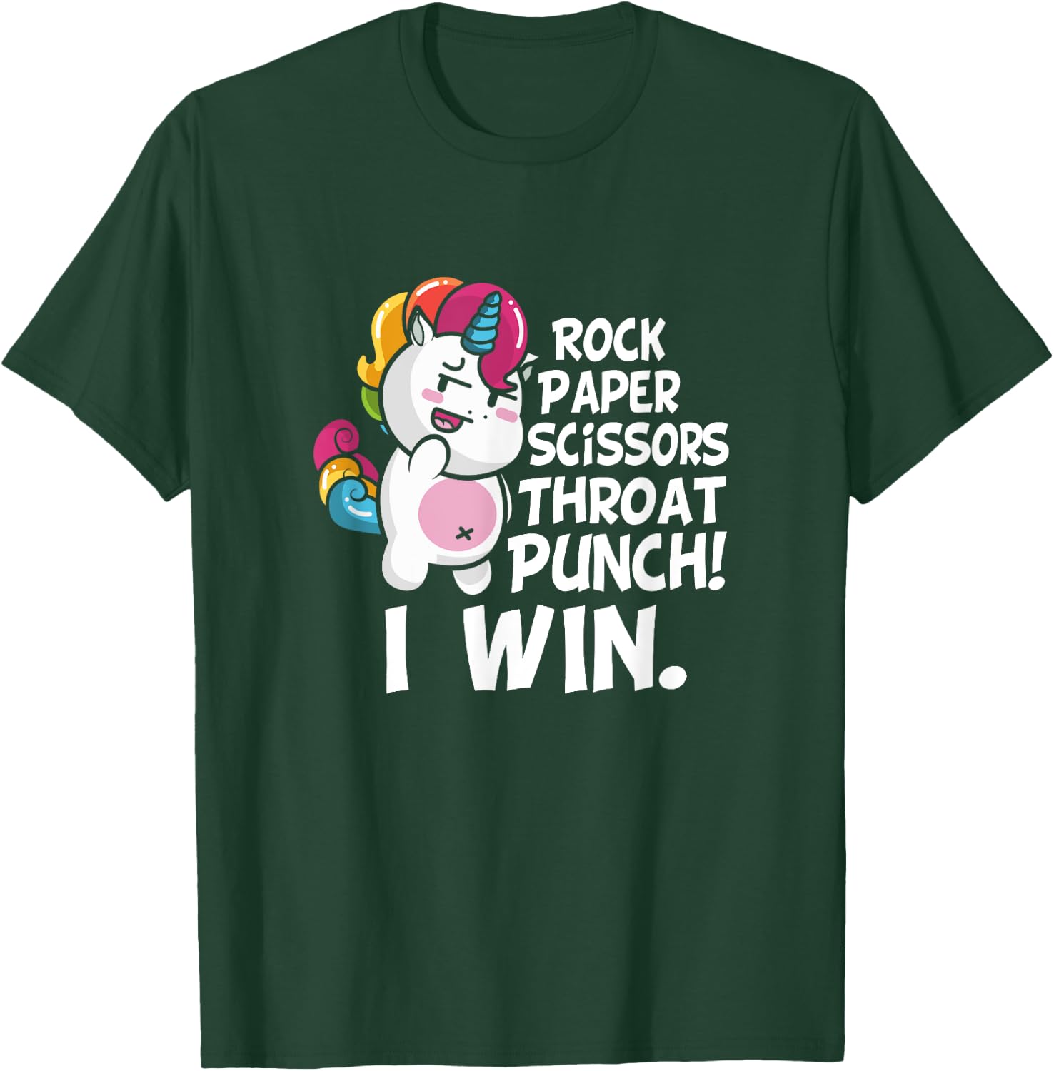Rock Paper Scissors Throat Punch I Win Unicorn Outfit T-Shirt - T-Shirt | Forest