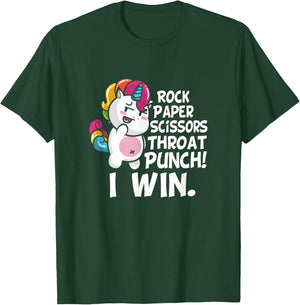 Rock Paper Scissors Throat Punch I Win Unicorn Outfit T-Shirt - T-Shirt | Forest