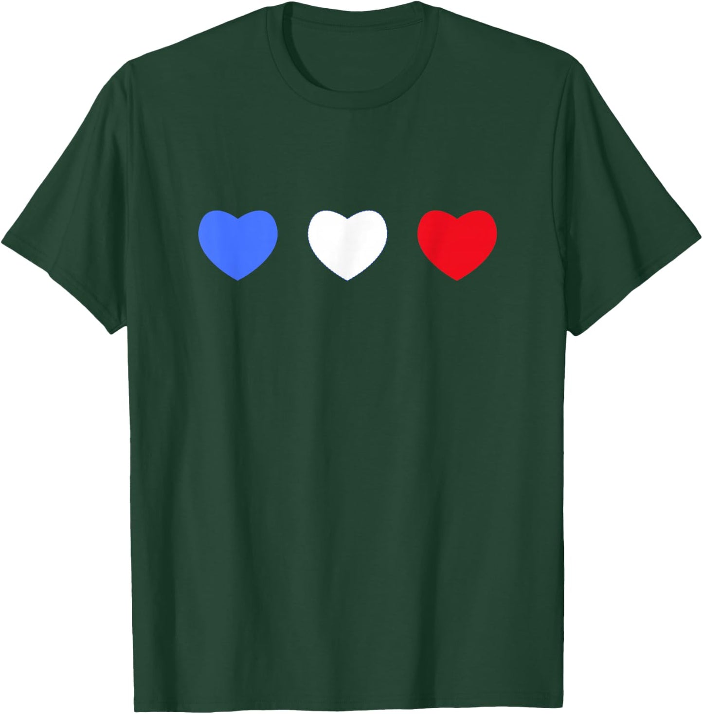 France cœurs tricolores drapeau bleu blanc rouge T-Shirt - T-Shirt | Forest