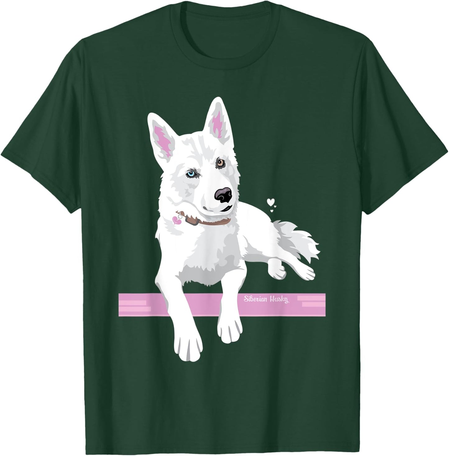 cute white bi-eyed Siberian Husky Dog T-Shirt - T-Shirt | Forest