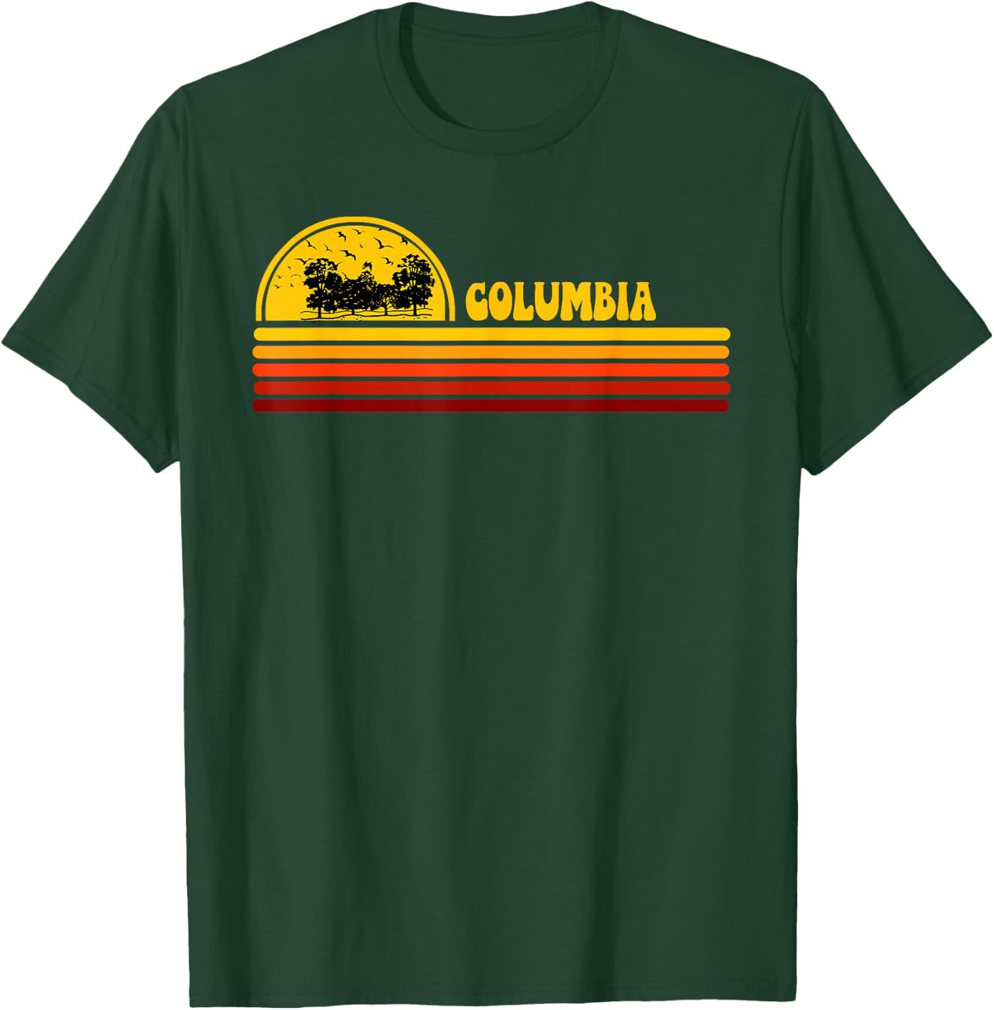 Columbia Vintage Sunset Logo Retro City , black T-Shirt - T-Shirt | Forest
